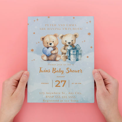 Bear Baby Shower Invitation Template - CreativeRino