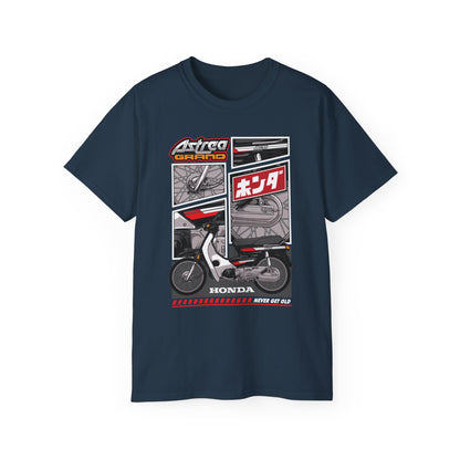 Honda Astrea Grand Vintage Motorcycle Tee - Retro Graphic Unisex Ultra Cotton T-Shirt - CreativeRino