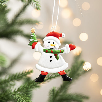 Hand-Painted Snowman Christmas Ornaments | Cute Wooden or Resin Tree Pendants Decor