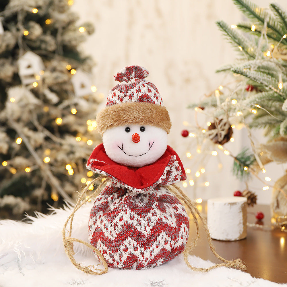 3D Knitted Christmas Doll Apple Bag | Santa, Snowman, Reindeer Candy Pouch | Festive Drawstring Gift & Decor eprolo