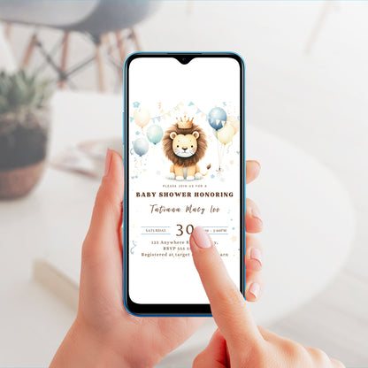Lion Baby Shower Invitation Template - CreativeRino