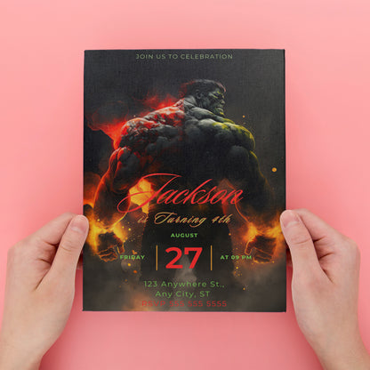 Hulk Birthday Invitation Template - CreativeRino