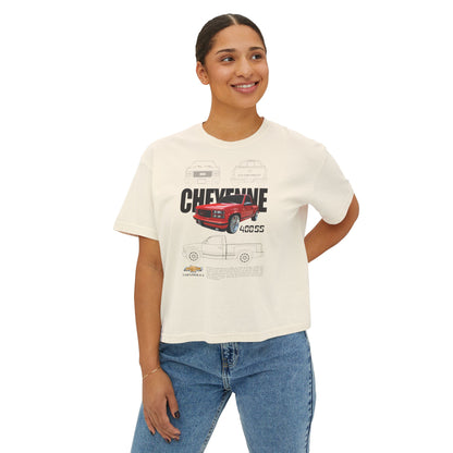 Chevrolet Cheyene 400 SS Boxy Tee for Women - Retro Car Graphic T-Shirt - CreativeRino