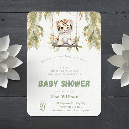 Tiger Baby Shower Invitation Template - CreativeRino