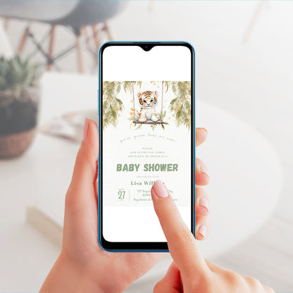 Tiger Baby Shower Invitation Template - CreativeRino