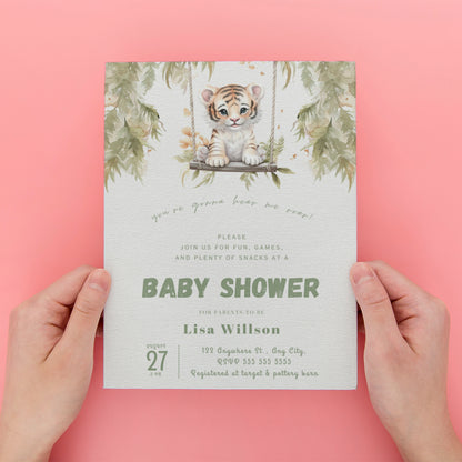 Tiger Baby Shower Invitation Template - CreativeRino