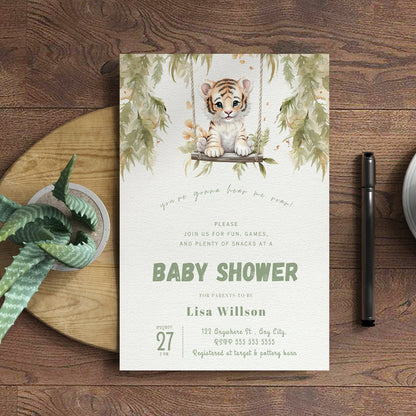 Tiger Baby Shower Invitation Template - CreativeRino
