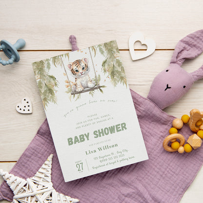 Tiger Baby Shower Invitation Template - CreativeRino