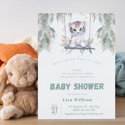Tiger Baby Shower Invitation Template - CreativeRino