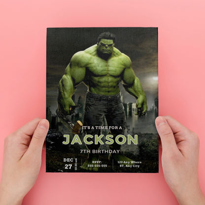 Hulk Birthday Invitation Template - CreativeRino