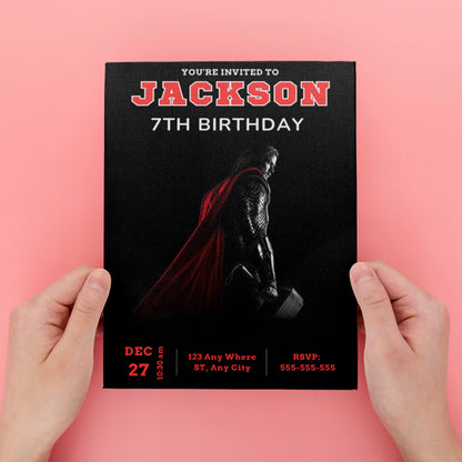Thor Birthday Invitation Template - CreativeRino
