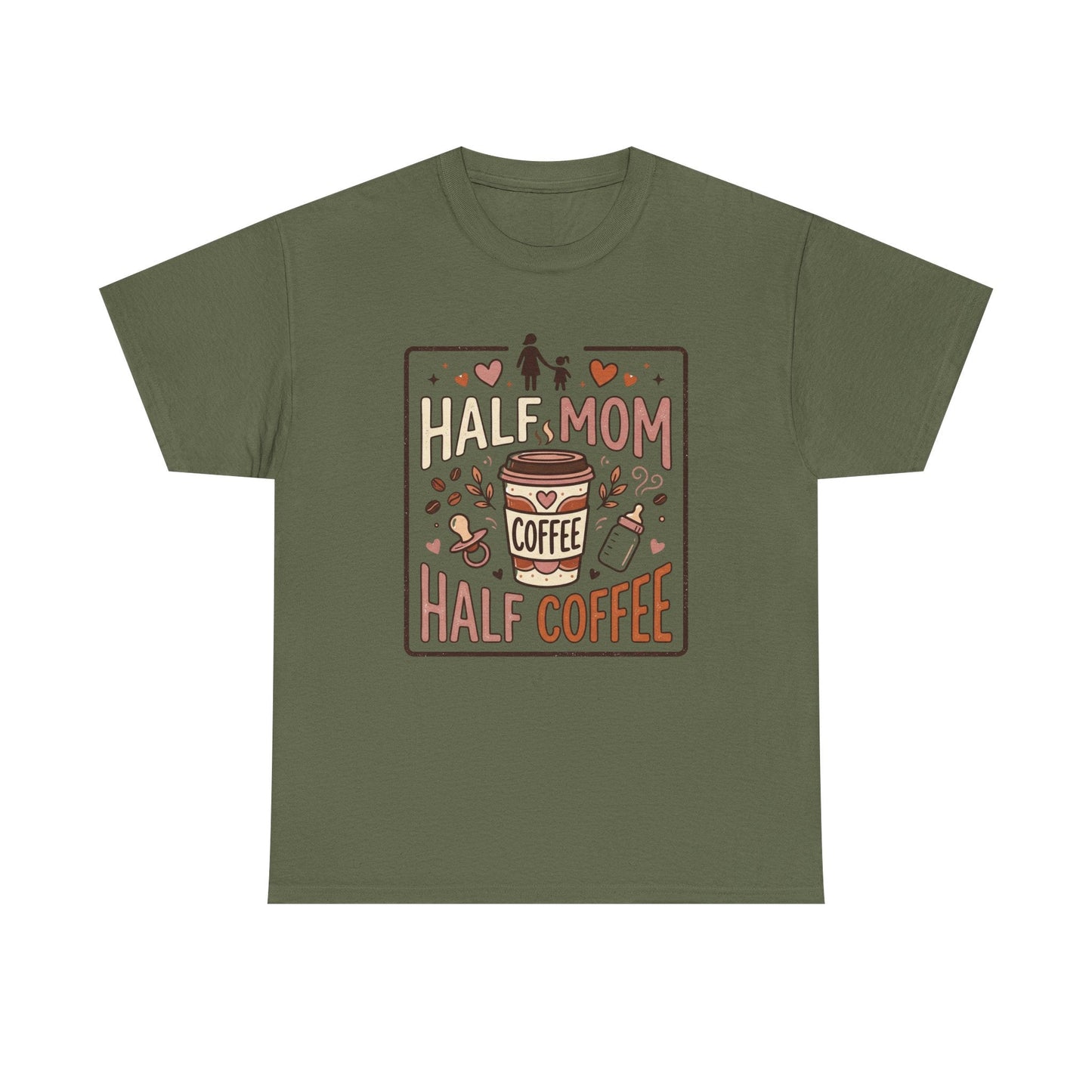 Half Mom Half Coffee T‑Shirt – Funny Mom Coffee Tee Printify