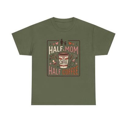 Half Mom Half Coffee T‑Shirt – Funny Mom Coffee Tee Printify
