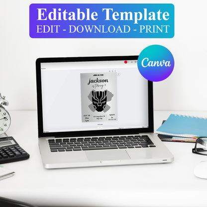 Black Panther Birthday Invitation Template - CreativeRino