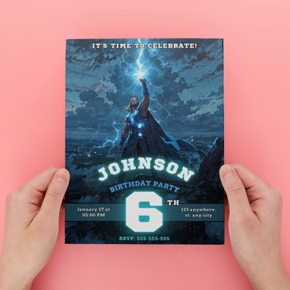 Thor Birthday Invitation Template - CreativeRino