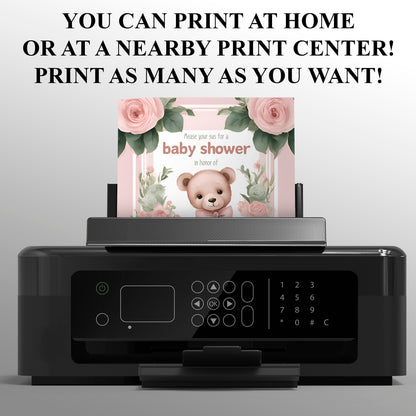 Teddy Bear Baby Shower Invitation Template - CreativeRino