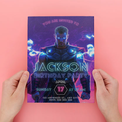 Thor Birthday Invitation Template - CreativeRino