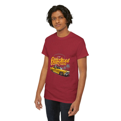 Retro Car Unisex Heavy Cotton Tee - "Oldschool Cruisin'" T-shirt Design - CreativeRino
