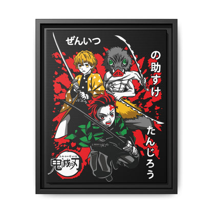 Demon Slayer Framed Matte Canvas Art | Red & Black Anime Wall Decor - CreativeRino