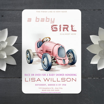Car Girl Baby Shower Invitation Template - CreativeRino