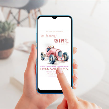 Car Girl Baby Shower Invitation Template - CreativeRino