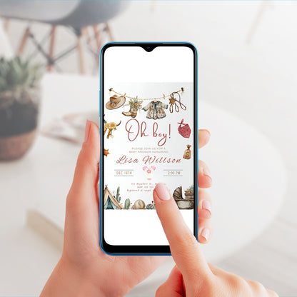 Cowgirl Baby Shower Invitation Template - CreativeRino