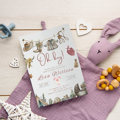 Cowgirl Baby Shower Invitation Template - CreativeRino