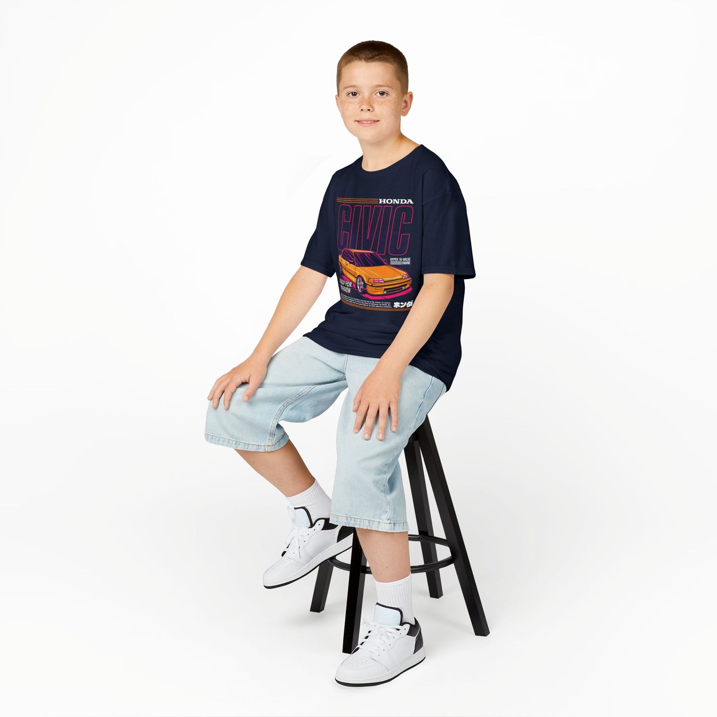 Honda Civic Kids Heavy Cotton™ Tee - Build for Passion - Perfect T-shirt for Young Car Enthusiasts - CreativeRino