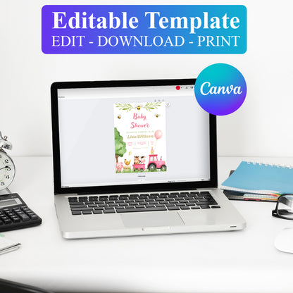 Farm Baby Shower Invitation Template - CreativeRino