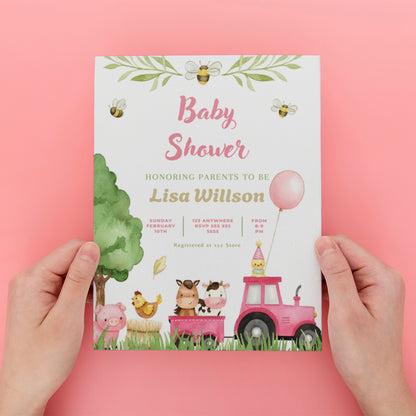 Farm Baby Shower Invitation Template - CreativeRino