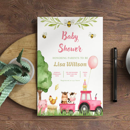 Farm Baby Shower Invitation Template - CreativeRino
