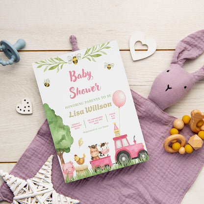 Farm Baby Shower Invitation Template - CreativeRino
