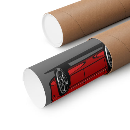 Stylish Car Matte Square Poster of a Red Sports Car - Perfect Poster for Car Enthusiasts & Decor - CreativeRino