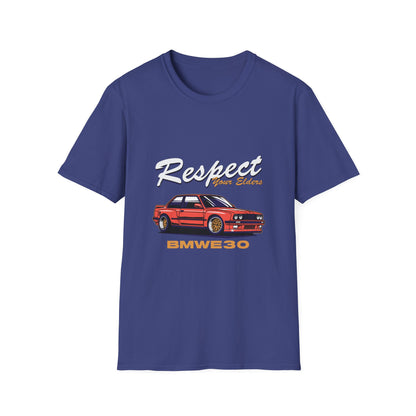 Respect Your Elders BMW E30 Unisex Softstyle T-Shirt - CreativeRino
