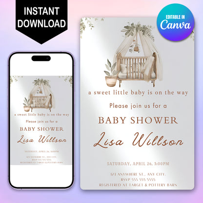Baby Shower Invitation Template - CreativeRino