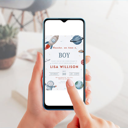 Astronaut Baby Shower Invitation Template - CreativeRino