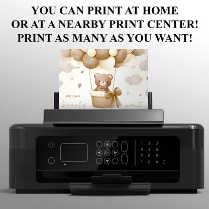 Teddy Bear Hot Air Balloon Baby Shower Invitation Template - CreativeRino