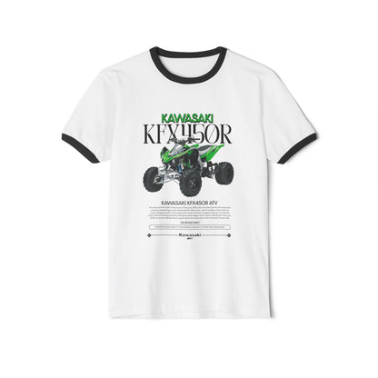 Kawasaki KFX450R Unisex Cotton Ringer T-Shirt | Perfect for ATV Enthusiasts - CreativeRino