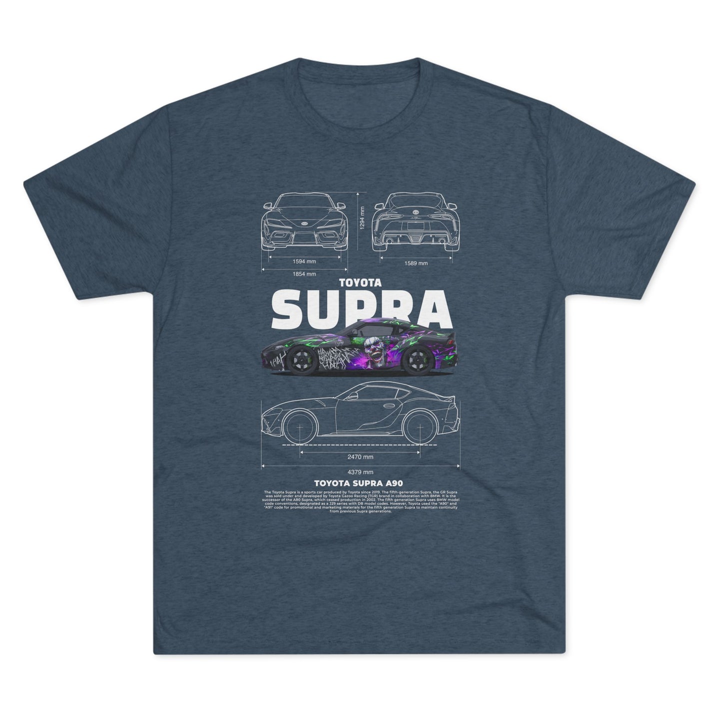 Toyota Supra A90 Tri-Blend Crew Tee - Car Lovers' Apparel - CreativeRino