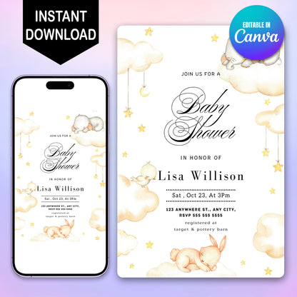 Baby Shower Invitation Template - CreativeRino