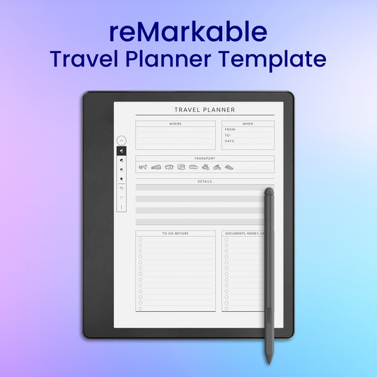 reMarkable 2 Travel Planner Template Planner Template