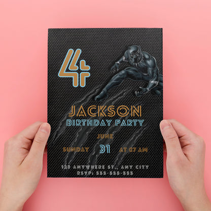 Black Panther Birthday Invitation Template - CreativeRino