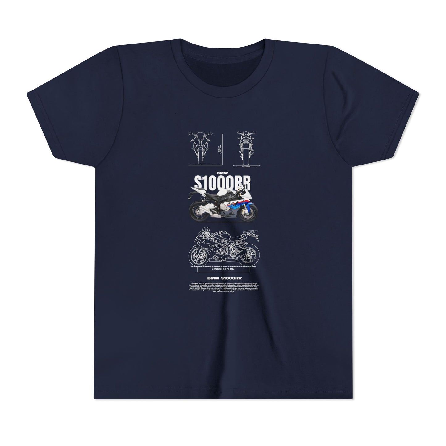 BMW S1000RR Youth Short Sleeve Tee - Cool Motorcycle Graphic T-Shirt - CreativeRino