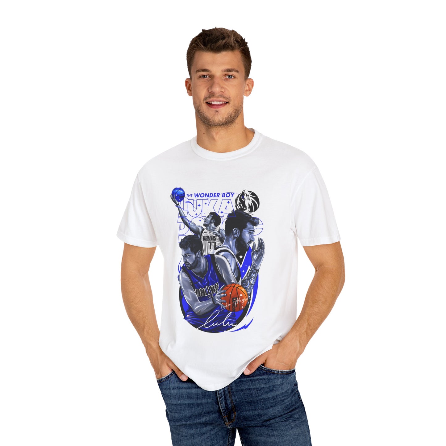 Unisex Garment-Dyed T-shirt | Luka Doncic "The Wonder Boy" Basketball Tee - CreativeRino
