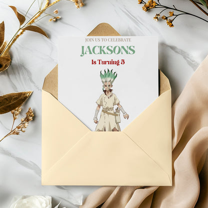 Dr. Stone Birthday Invitation Template - CreativeRino