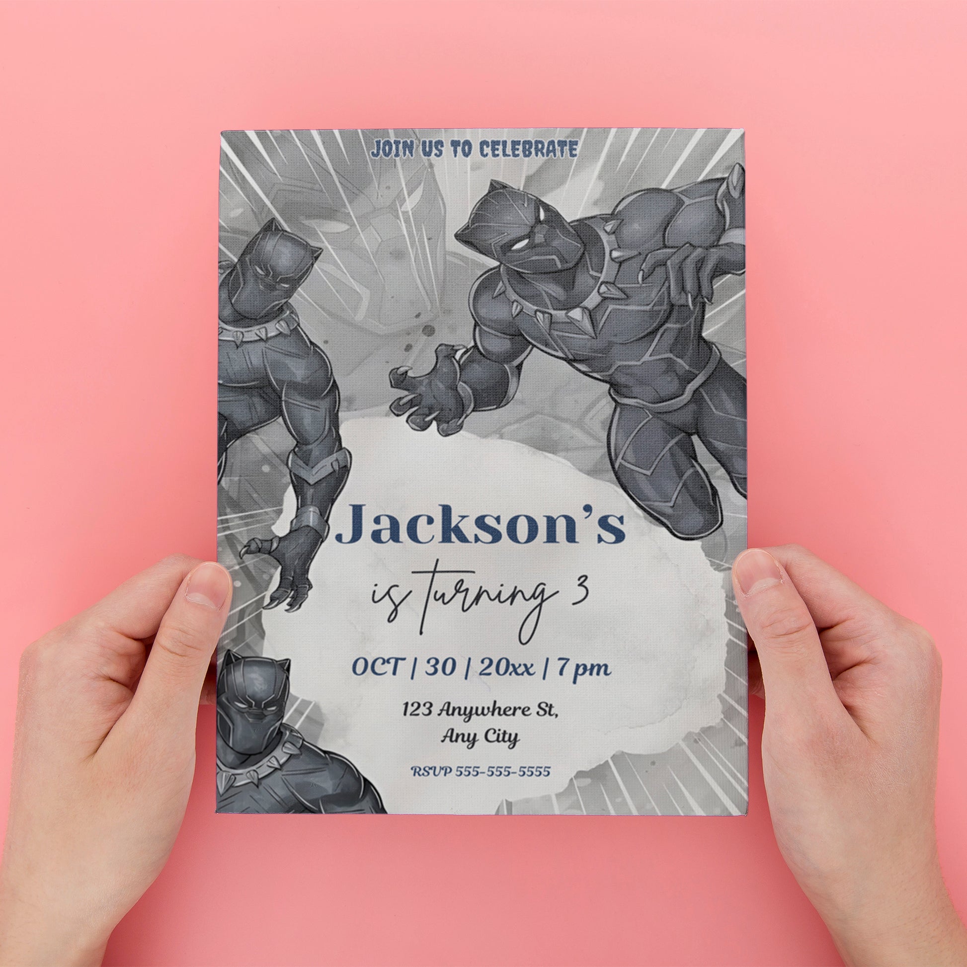 Black Panther Birthday Invitation Template - CreativeRino