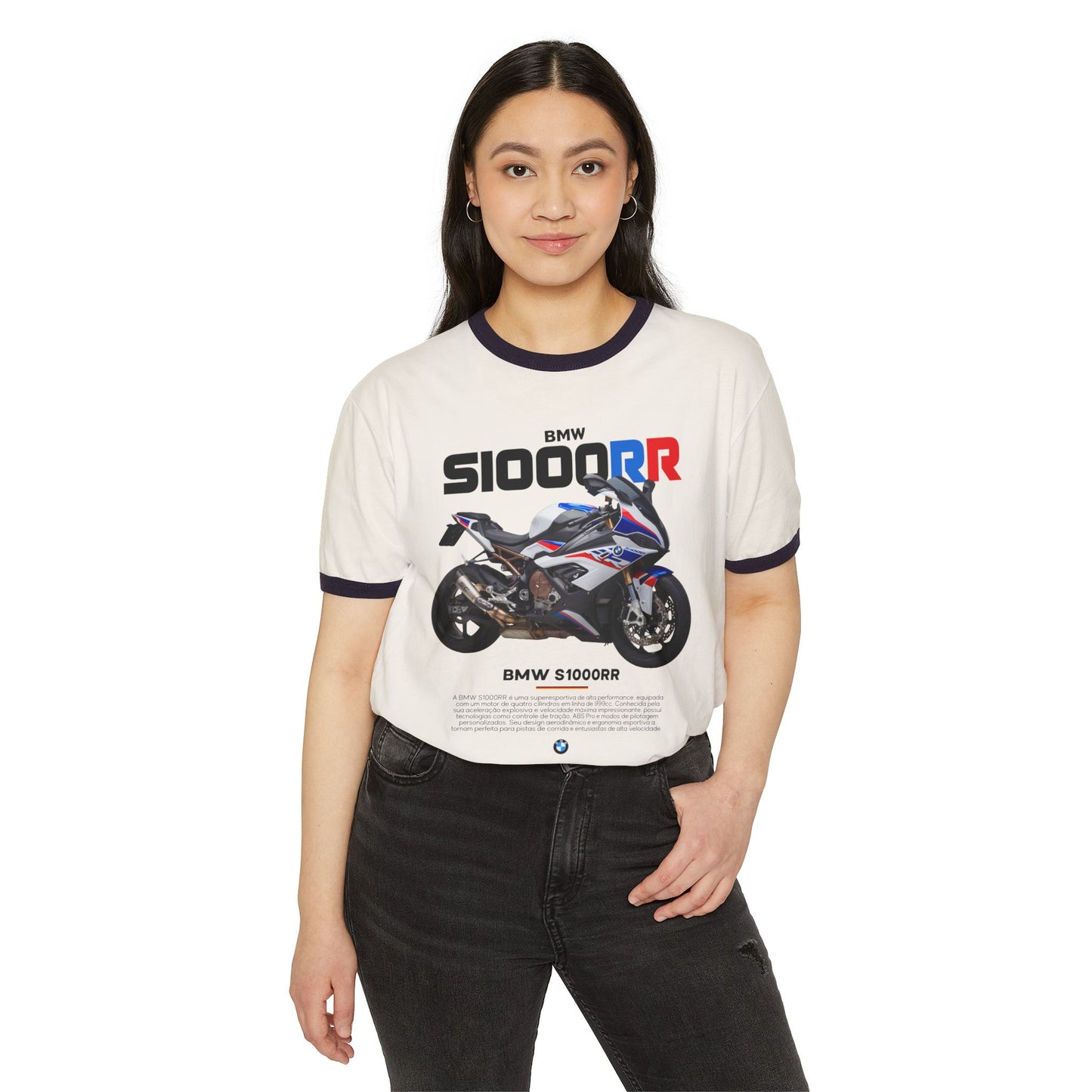 BMW S1000RR Unisex Cotton Ringer T-Shirt - Perfect for Motorcycle Enthusiasts - CreativeRino