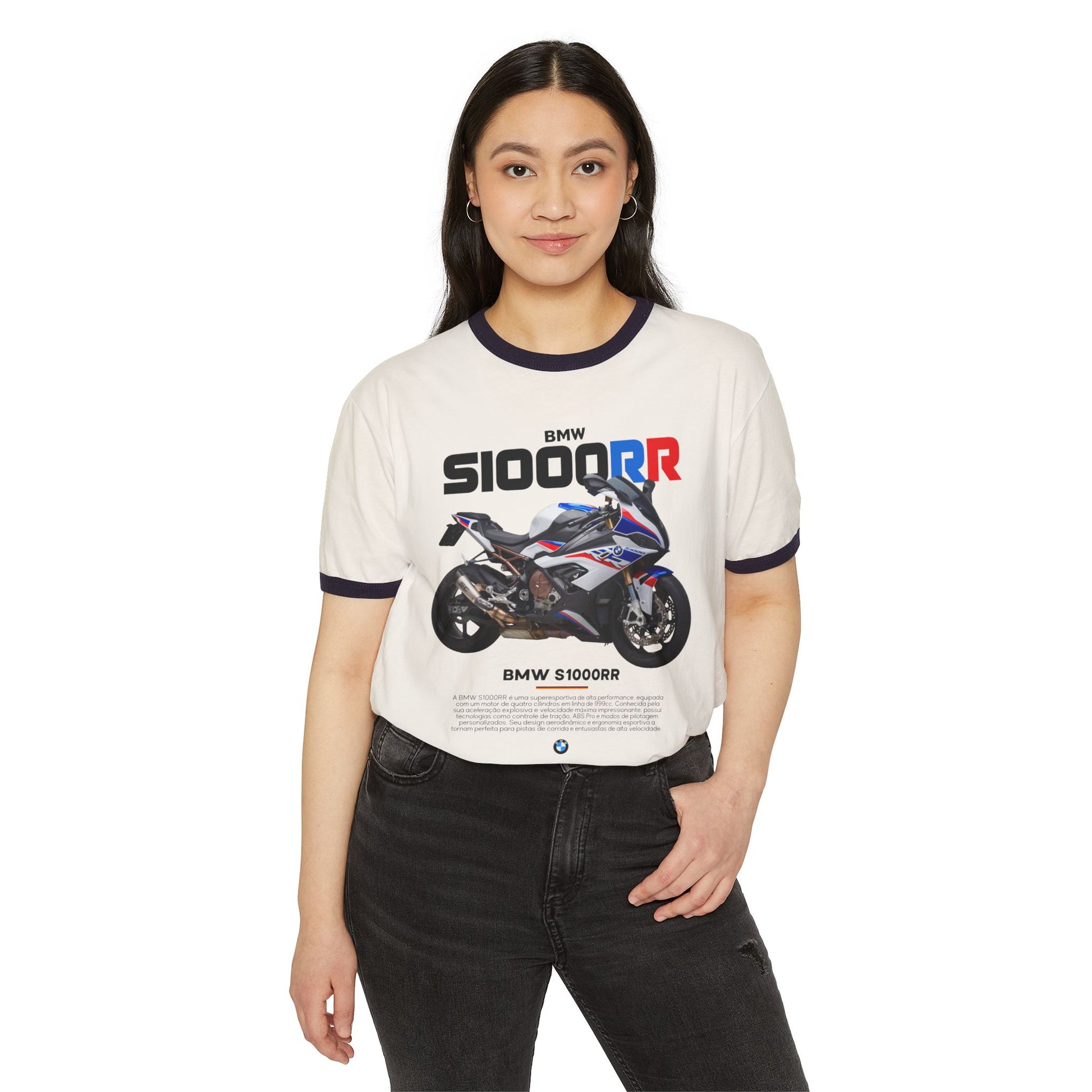 BMW S1000RR Unisex Cotton Ringer T-Shirt - Perfect for Motorcycle Enthusiasts - CreativeRino