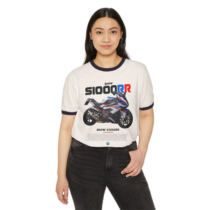 BMW S1000RR Unisex Cotton Ringer T-Shirt - Perfect for Motorcycle Enthusiasts - CreativeRino