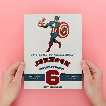 Captain America Birthday Invitation Template - CreativeRino